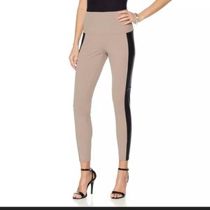 Faux leather leggingsTaupe front, blk back size 16